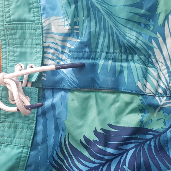 American Eagle Outfitters Men's Teal Palm Print Swim Board Shorts Size S - Picture 4 of 16